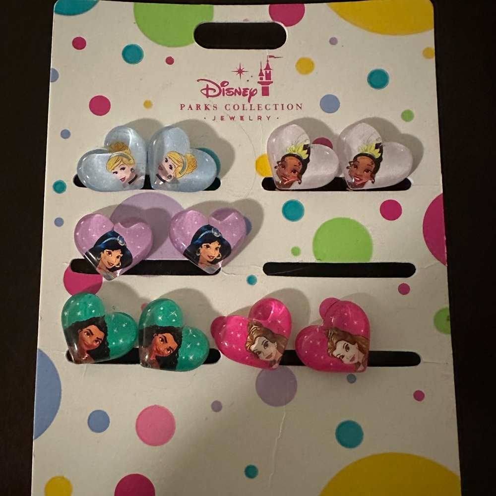 Disney Parks Collection Princess Clip on Earrings set of 5